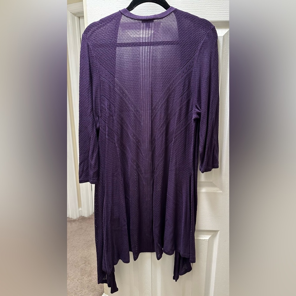 Women's Purple Open-Front Sweater - Picture 11 of 13